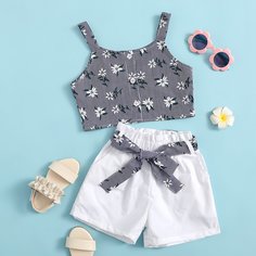 Пояс Со цветочками Бохо Комплект из двух предметов для девочек Shein