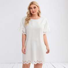 Полый Одноцветный Повседневный Платья размер плюс Shein