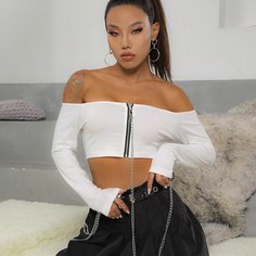 Топ с открытыми плечами и цепочкой Shein