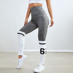 Двухцветные леггинсы с принтом Shein