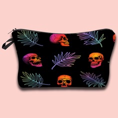 Косметичка с узором листьев и черепа Shein