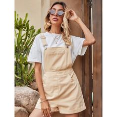 с карманами Одноцветный Повседневный Комбинезоны Shein