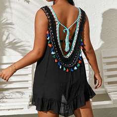 Накидка размера плюс с бахромой Shein