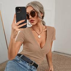 На запах Одноцветный Повседневный Футболки Shein