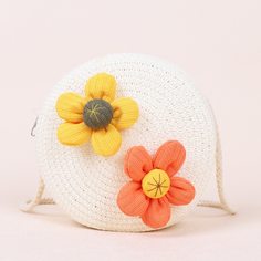 Соломенная круглая сумка с цветком для девочек Shein
