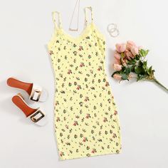 Контрастные кружева цветочный Повседневный Платье Shein