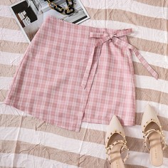 узел Клетчатый Институтский Юбки Shein