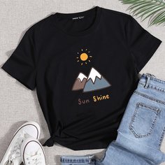 Графический Повседневный Футболки Shein