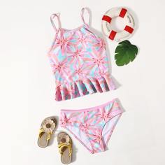 Купальник бикини с оборками для девочек Shein