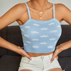 Короткий трикотажный топ с геометрическим рисунком Shein