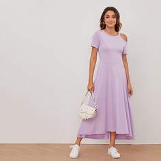 Однотонное платье с вырезом Shein