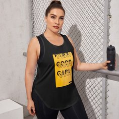 Спортивная майка размера плюс с текстовым принтом Shein