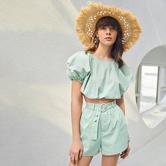 Пояс Ровный цвет Элегантный Комплект из двух предметов Shein