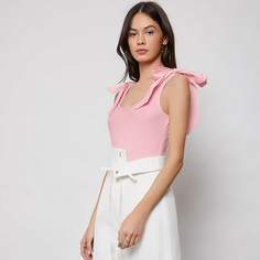 Боди с узлом на плечах Shein