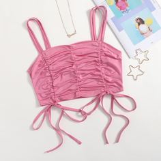 Топ со складками спереди и кулиской Shein