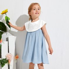 Платье с вышивкой для девочек Shein