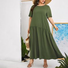 Одноцветный Повседневный Платья размер плюс Shein