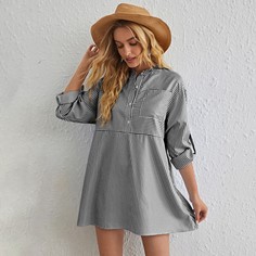 Платье в полоску с карманом Shein