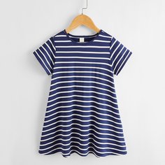 Платье-футболка в полоску для девочек Shein