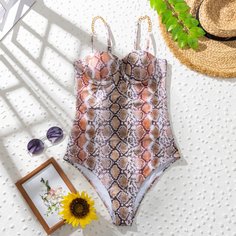 Цепочка змеиный принт Сексуальный слитный Shein