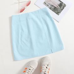 Юбка в клетку с разрезом Shein