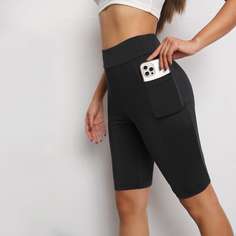 с карманами Одноцветный Спортивный Леггинсы Shein