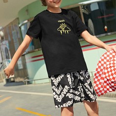 Футболка с мультипликационным принтом и шорты с текстовым принтом для мальчиков Shein