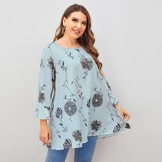Блузка размера плюс с цветочным принтом Shein