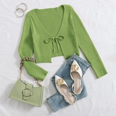 Вязаный кардиган с узлом Shein