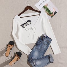 Однотонный кардиган размера плюс с узлом Shein