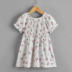 Платье в горошек с принтом вишни для девочек Shein