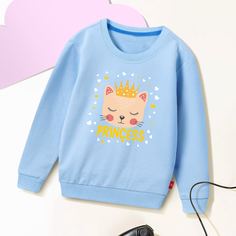 Мультяшный принт Повседневный Толстовки для девочек Shein