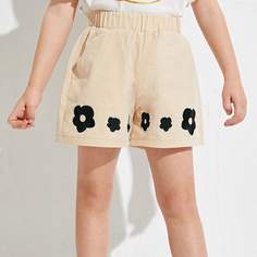 Шорты с цветовой вышивкой для девочек Shein