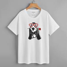 С карикатурой Повседневный Футболки Shein