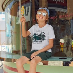 Шорты и футболка с текстовым принтом для мальчиков Shein