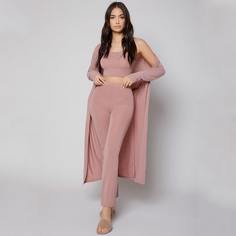 Домашний комплект на бретельках и халат с поясом Shein