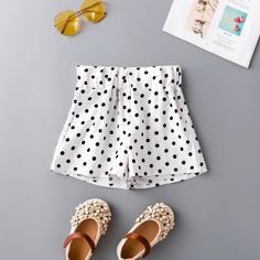 В горошёк Повседневный Шорты для девочек Shein