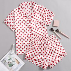 Атласная пижама в горошек Shein