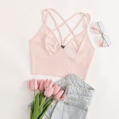 Топ-бюстгальтер в рубчик Shein