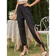 Разрез Сердечко Повседневный Брюки Shein