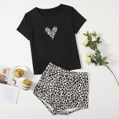 Леопардовый принт милый Пижама Shein