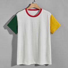 Мужская футболка с короткими рукавами в стиле колор-блок Shein