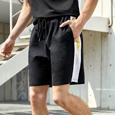 на кулиске Контрастный Повседневный Мужские шорты Shein