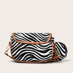 Сумка через плечо с кошельком для монет и узором зебры Shein