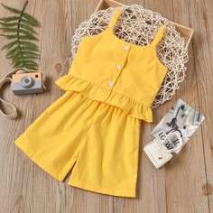 Шорты и майка с пуговицами для девочек Shein