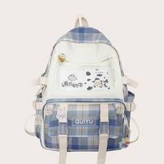 Холщовая школьная сумка в клетку Shein