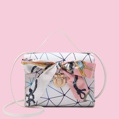 Сумка-сэтчел с геометрическим рисунком и декоративным шарфом Shein