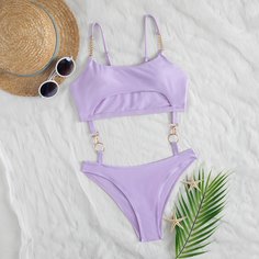 Слитный купальник с разрезом Shein
