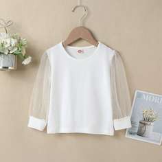 Сетчатая футболка с оригинальным рукавом для девочек Shein