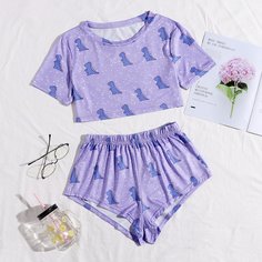 Мультяшный принт милый Пижама Shein